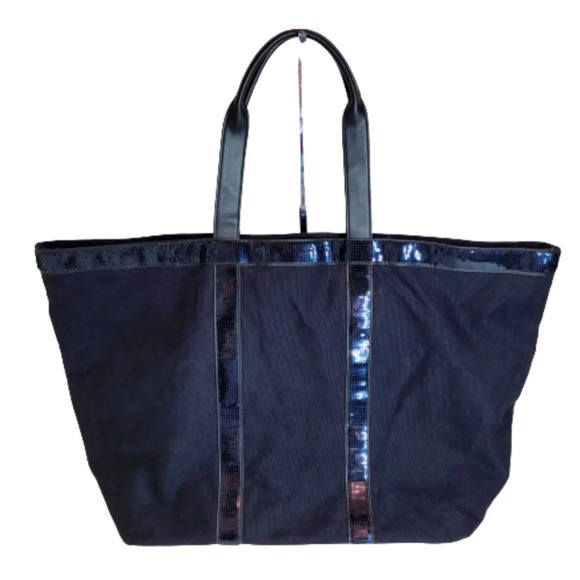 Victoria's Secret Sparkle Large Black Weekender Zippered Tote Bag - Picture 3 of 12